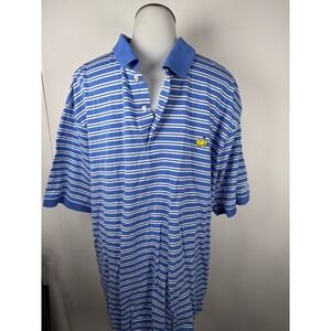 Masters Collection Polo Shirt Mens XL Blue White Striped Pima Cotton Golf Top